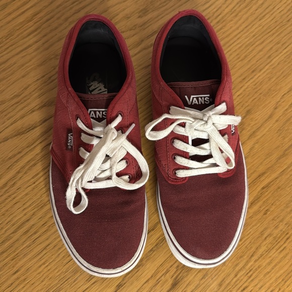VANS Men's Atwood Sneakers Oxblood Burgundy White Rip Stop Fabric Skate Size 7.5 - Picture 2 of 13